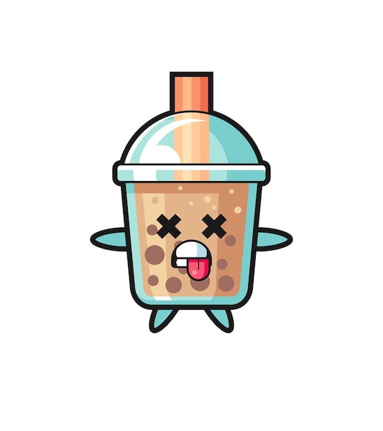 Character of the cute bubble tea with dead pose , cute style design for t shirt, sticker, logo element