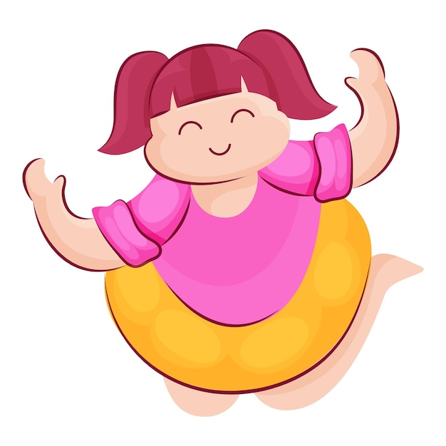 Character Of Cute Girl With Swimming Ring On White Background