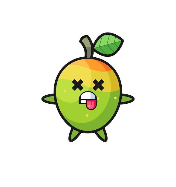 Character of the cute mango with dead pose , cute style design for t shirt, sticker, logo element