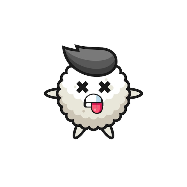 Character of the cute rice ball with dead pose , cute style design for t shirt, sticker, logo element