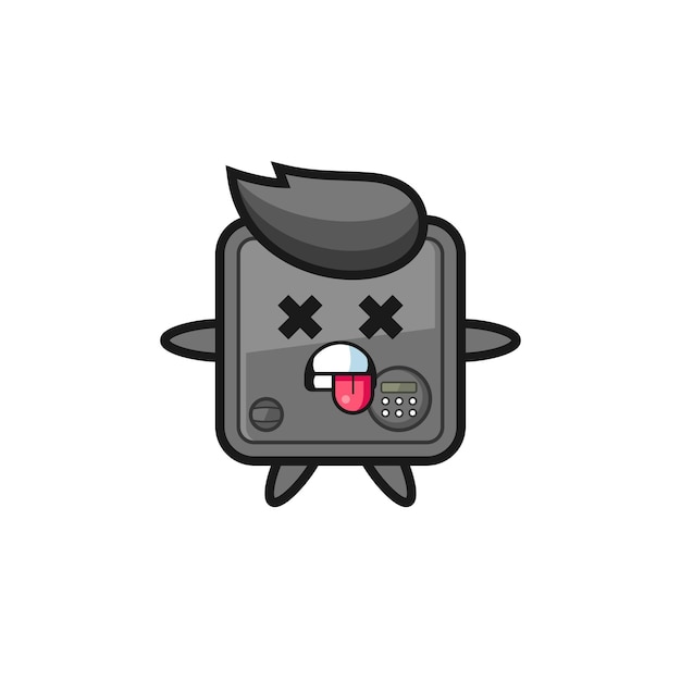 Character of the cute safe box with dead pose , cute style design for t shirt, sticker, logo element