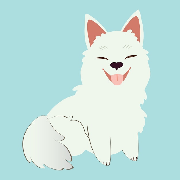 Vector the character of cute samoyed dog sitting 