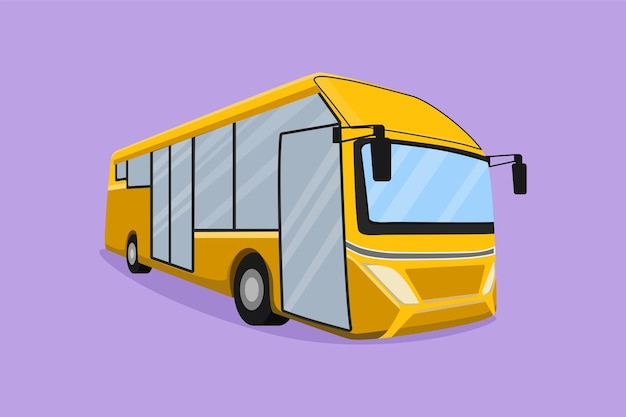 Character flat drawing city buses serving commuter employees and school students depart from their homes to respective destinations Vehicle on road in urban life Cartoon design vector illustration