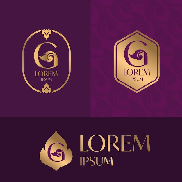 character g typography logo concept thai arts style vector illustration