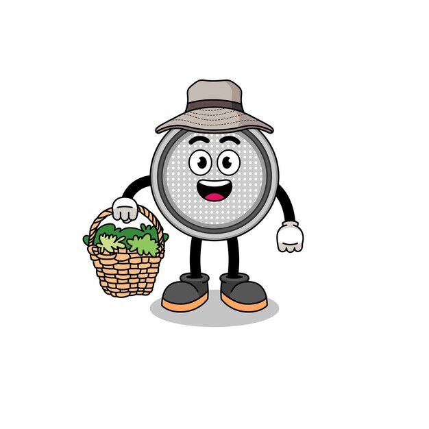 Character Illustration of button cell as a herbalist character design