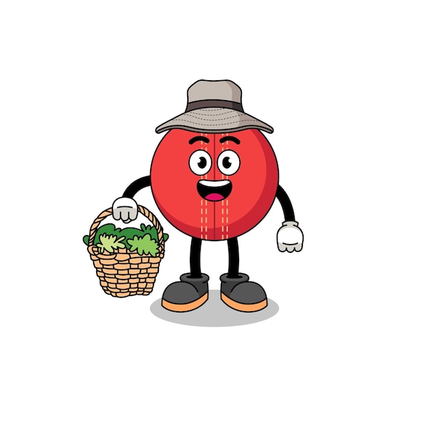 Character Illustration of cricket ball as a herbalist character design