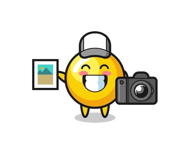 Character Illustration of egg yolk as a photographer