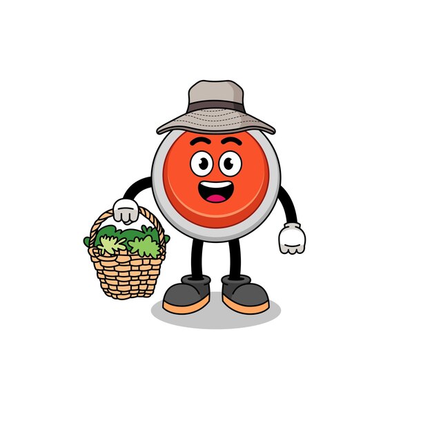 Character Illustration of emergency button as a herbalist