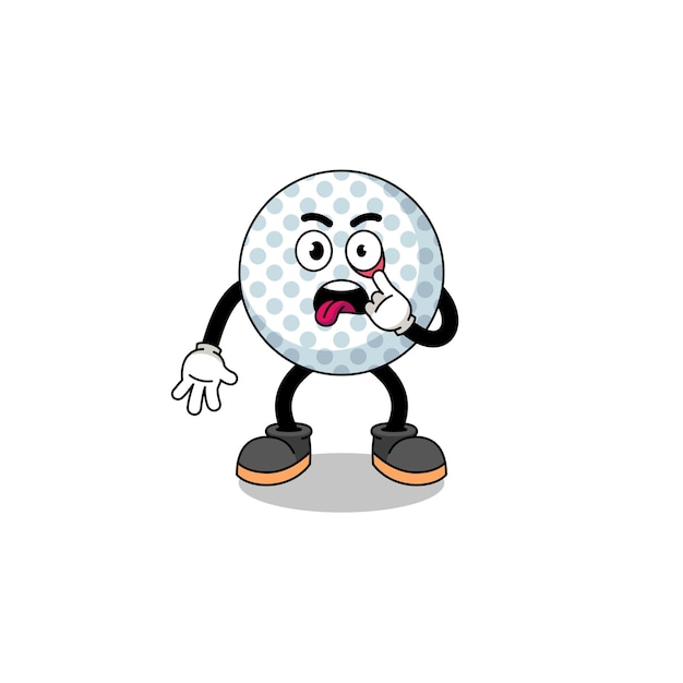 Character Illustration of golf ball with tongue sticking out