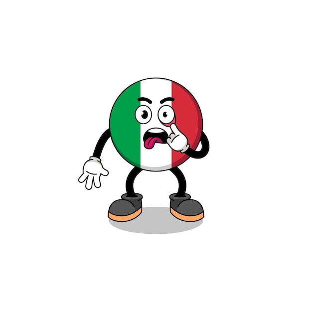 Character Illustration of italy flag with tongue sticking out character design