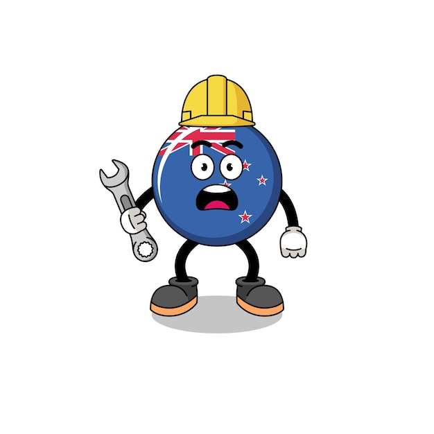 Character Illustration of new zealand flag with 404 error