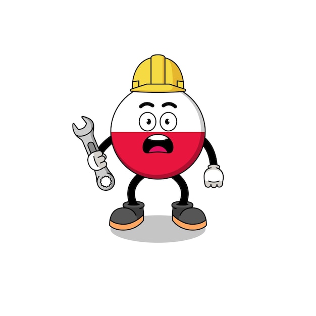 Character Illustration of poland flag with 404 error character design