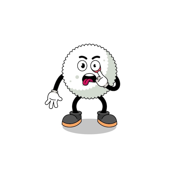 Character Illustration of rice ball with tongue sticking out