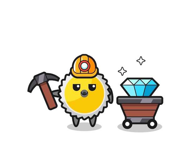 Character Illustration of saw blade as a miner