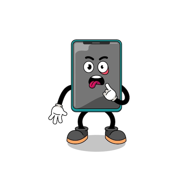 Character Illustration of smartphone with tongue sticking out