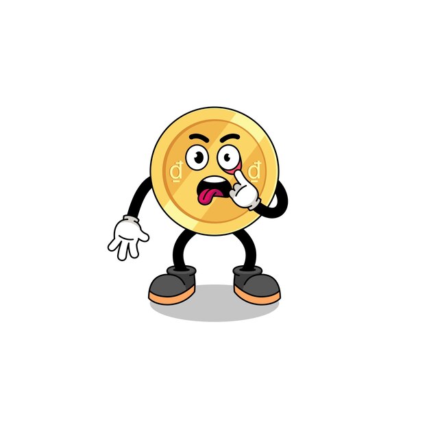 Character Illustration of vietnamese dong with tongue sticking out