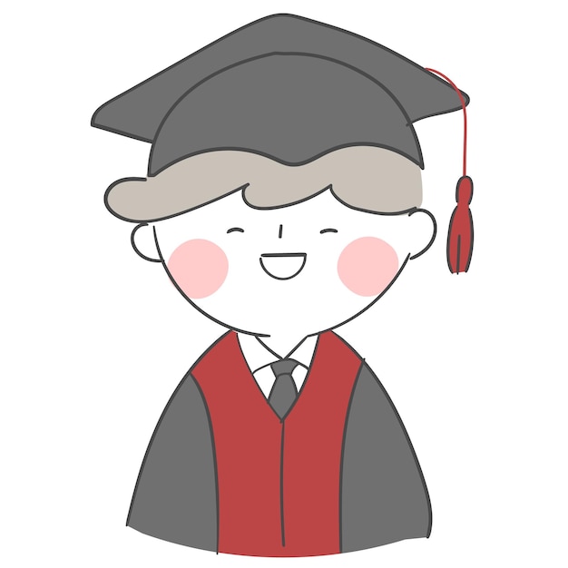 A character illustration with a graduation gown and a hat for the graduation ceremony.