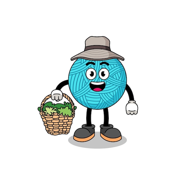 Character Illustration of yarn ball as a herbalist character design