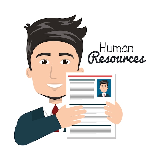 Vector character man with cv human resources