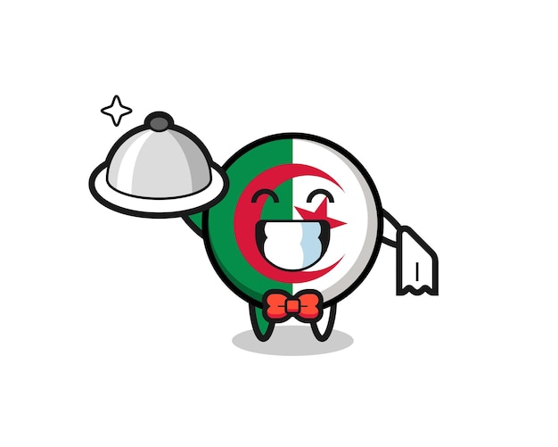 Character mascot of algeria flag as a waiters cute design