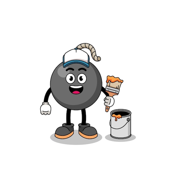 Character mascot of bomb as a painter character design