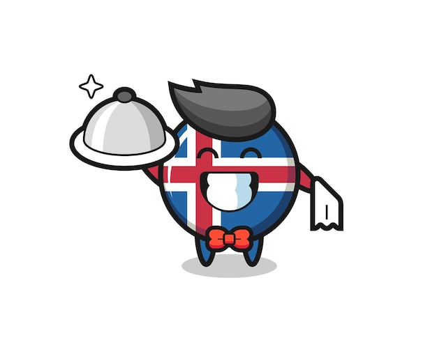 Character mascot of iceland flag as a waiters