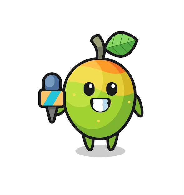 Character mascot of mango as a news reporter , cute style design for t shirt, sticker, logo element