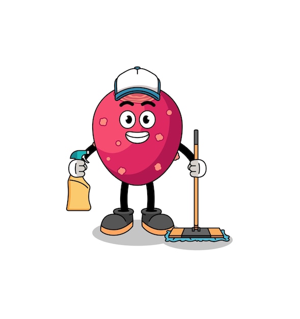 Character mascot of prickly pear as a cleaning services