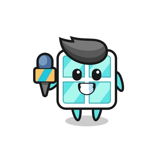 Character mascot of window as a news reporter , cute style design for t shirt, sticker, logo element