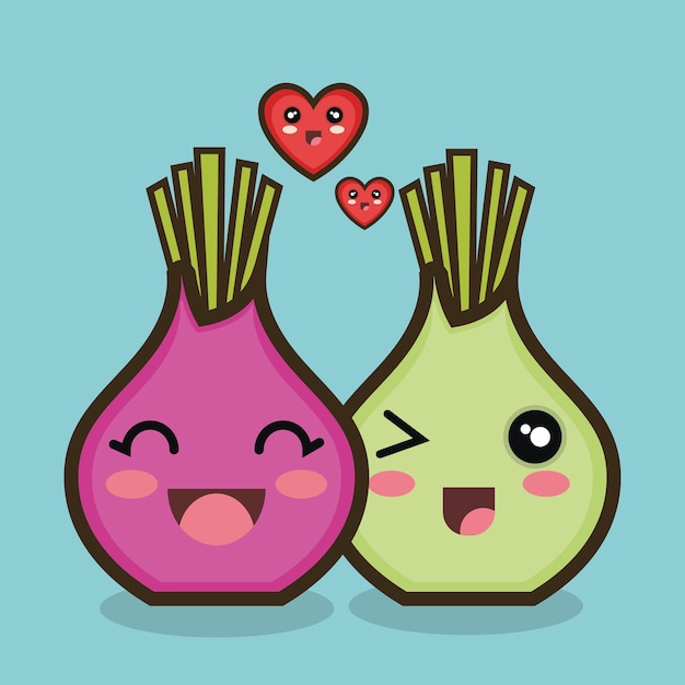 character onion red and green love design 