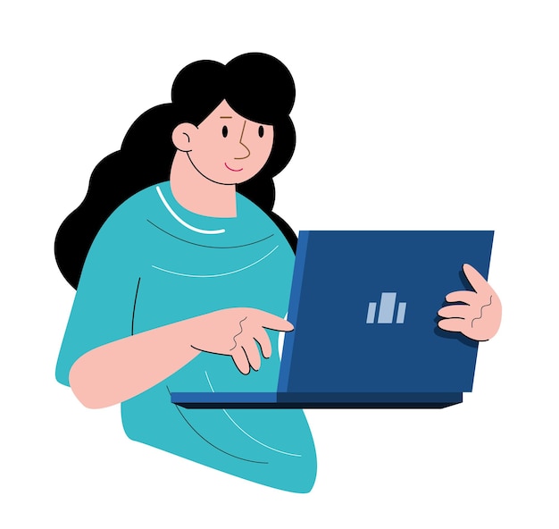 character people using laptop vector illustration