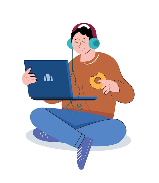 character people using laptop vector illustration