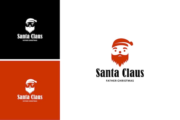 character santa claus head face logo design.mascot merry christmas vector