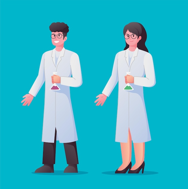 Character Scientist people working in science vector illustration