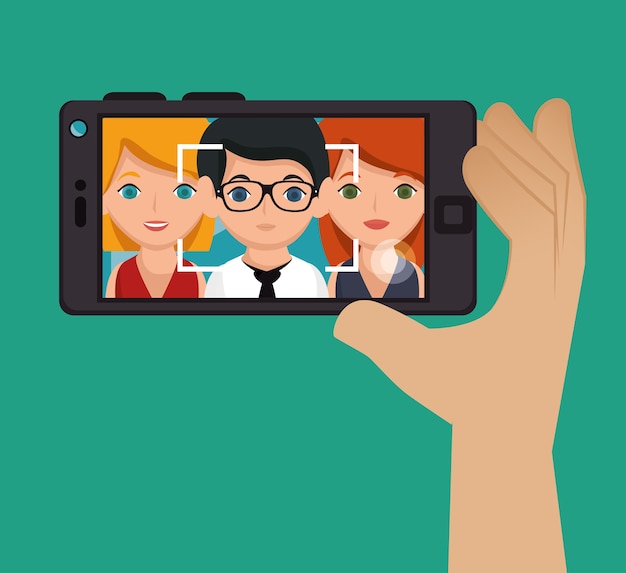 character selfie smartphone design 