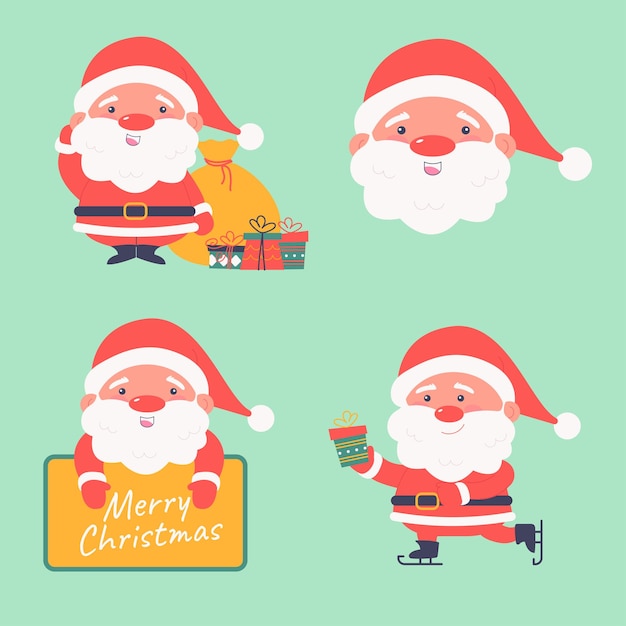 Character set Santa Claus Christmas Vector illustrationCharacter set Santa Claus Christmas Vector illustration