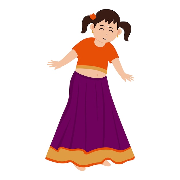 Character Of South Indian Girl Standing On White Background