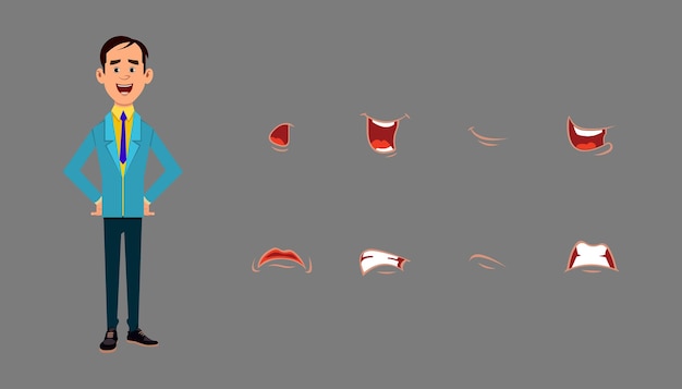 Character talking expression set. Different emotions for custom animation  or design