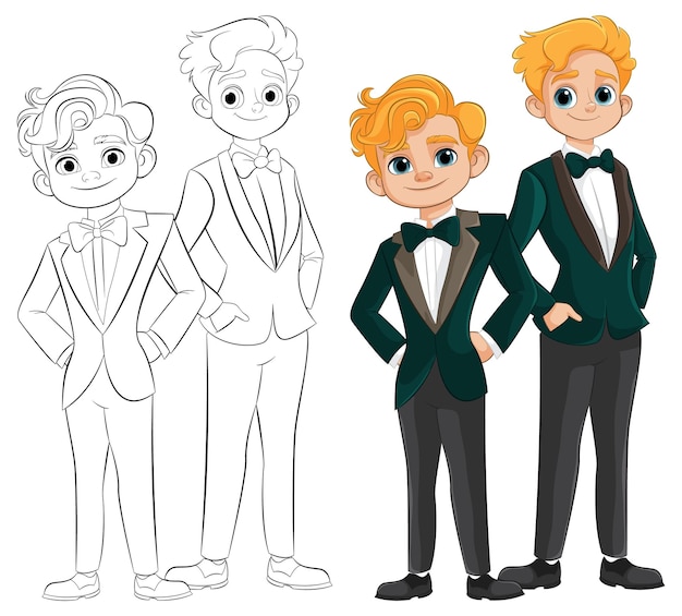 Vector character in tuxedo illustration