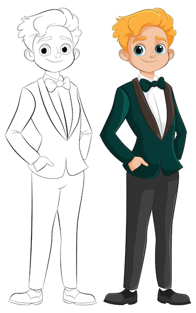 Vector character in tuxedo illustration