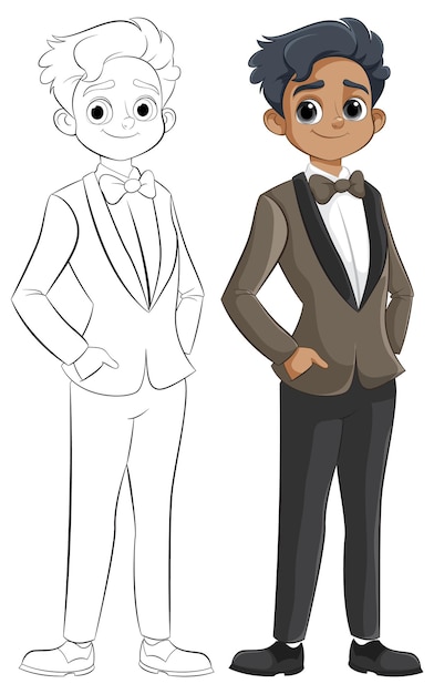 Vector character in tuxedo illustration