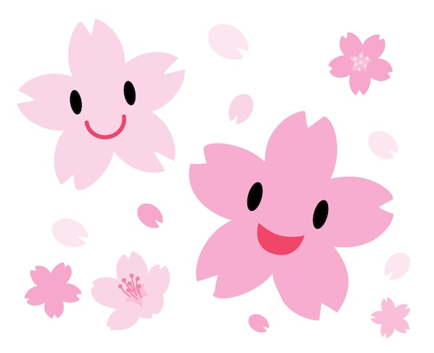 Character of the two cute cherry blossoms