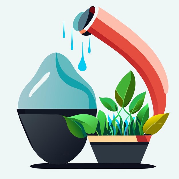 Vector a character watering plants from a watering can vector illustration isolated on a white background