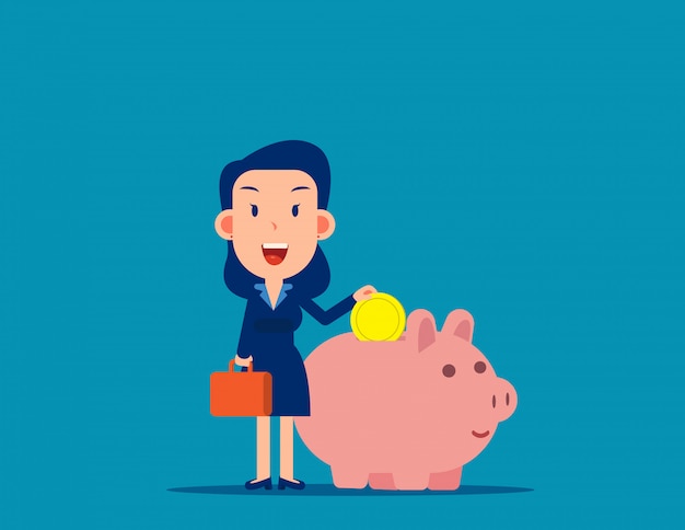 Character with piggy bank