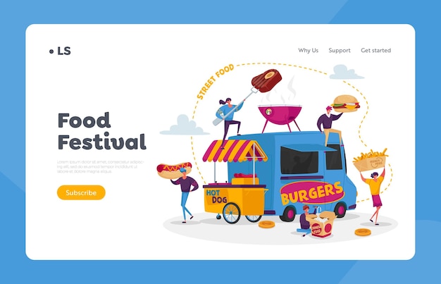 Characters Buying Street Food Landing Page Template