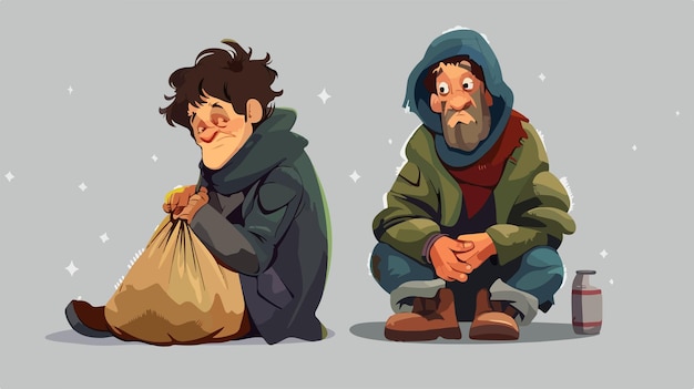 Vector the characters of the homeless