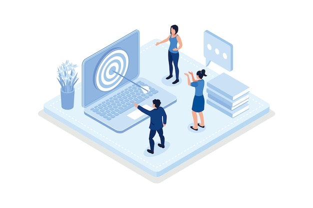 Characters targeting audience Business activities concept isometric vector modern illustration