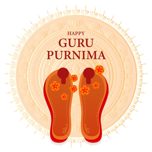 Charan paduka Illustration or poster for the Day of honoring celebrating guru purnima