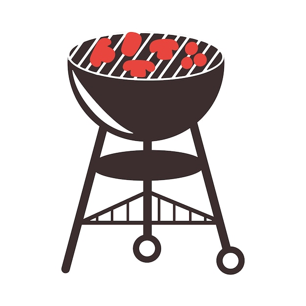 Vector charcoal grill with hot food bbq vector illustration