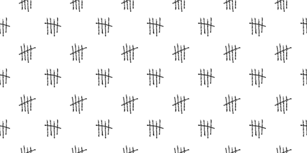 Charcoal tally marks seamless pattern Repeating number 5 symbols background